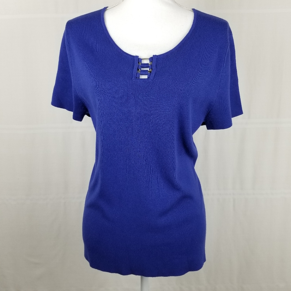 Sag Harbor short sleeve metal detail sweater XL